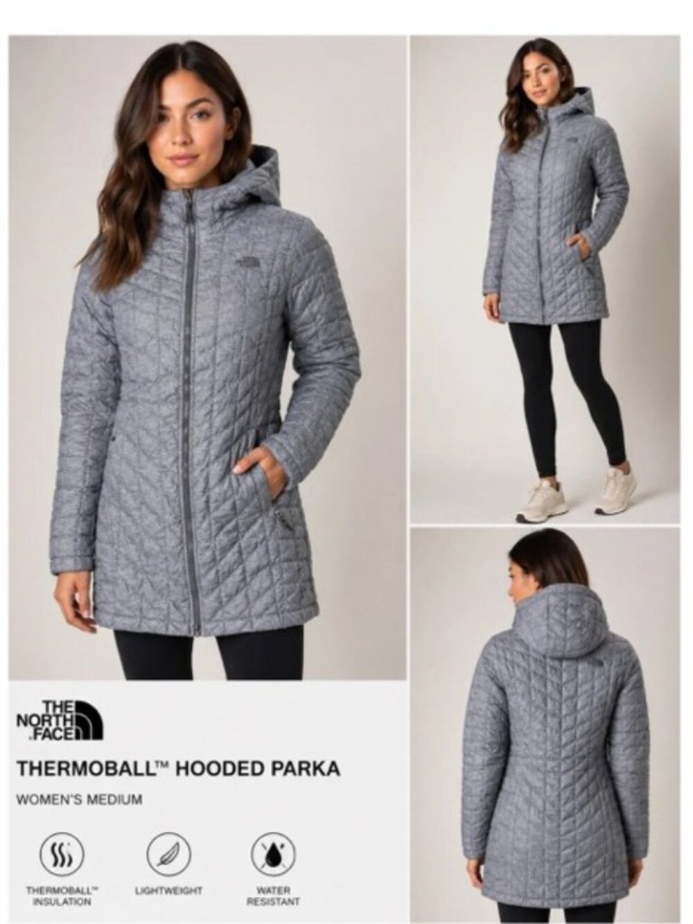 The North Face Womens Winter Jacket Thermoball Eco Insulated Hood Parka- Size M